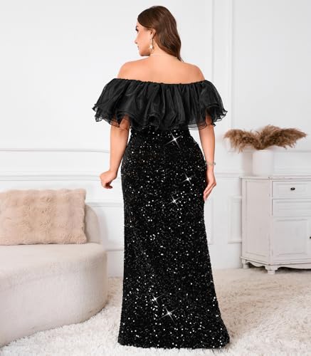 Sexy Elegant Off The Shoulder Sequin Formal Party Cocktail Bodycon Maxi Dress2