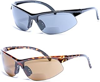 Mass Vision 2 Pair of Unisex Bifocal Sport Wrap Sunglasses - Outdoor Reading