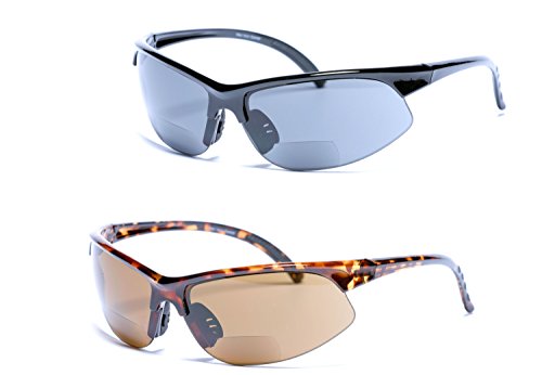 Mass Vision 2 Pair of Unisex Bifocal Sport Wrap Sunglasses - Outdoor Reading