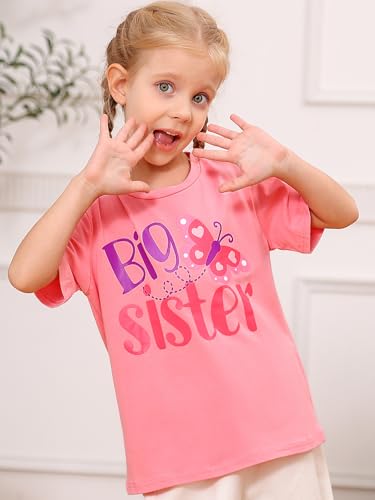 Funnycokid Big Sister Shirts for Girls Pregnancy Announcement Toddler Promoted to T-Shirt 1-6 Years3
