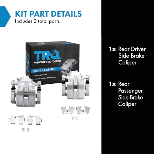Image of TRQ Rear Driver and Passenger Side Brake Caliper Set Caliper Brackets Hardware Compatible with 2012-2018 Toyota RAV4