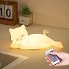 Lying Cat Lamp Funny Gifts, 16 Colors+5 Dimming+Silicone Random Stuff, Touch+Remote+Recharge Night Light, Unique Cool Lamp,Cute Weird Stuff, Squishy Cat White Elephant Gifts for Women/Men/Teens/Kids
