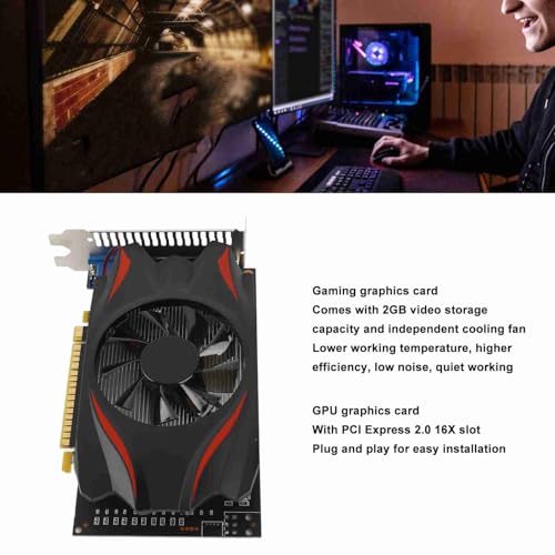 Scheda Grafica 1050, Scheda Grafica GPU DDR5 128 Bit PCI Express 2.0 16X da 2 GB per Giochi per PC, Scheda Video per PC con Ventola di Raffreddamento, Supporto DirectX 12 - Scheda video - Immagine 1