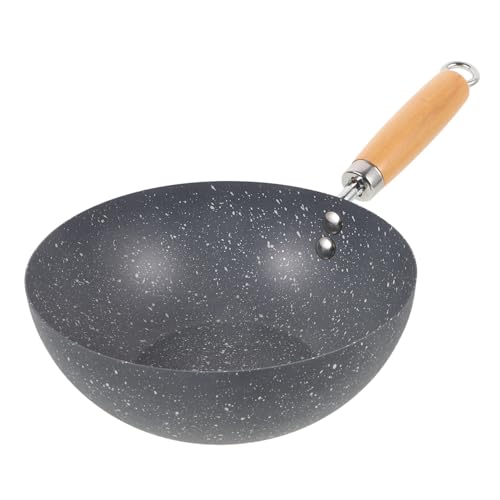 Wok pequeño de hierro inoxidable con mango cómodo miniatura 7