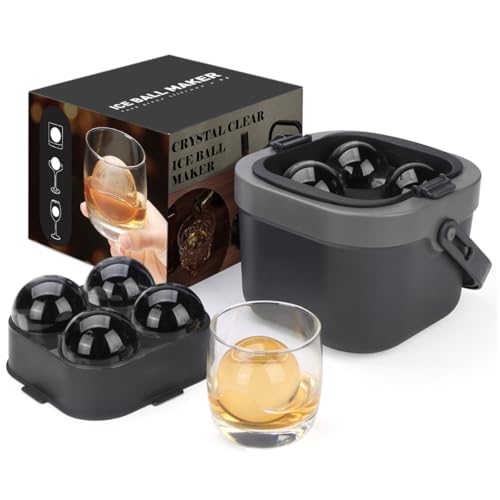 Vangue Crystal Clear Ice Cube Maker, 4 Large 2.4' Ice Balls for Whiskey, Cocktails and Bourbon...