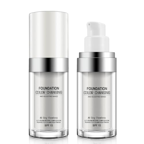 Colour Changing Foundation,2er Pack makellose Farbwechselgrundierung, leicht, langlebig, glättet, füllt Poren und feine Linien - ganztägig