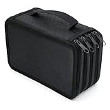 Estojo Escolar Grande 72 Lápis Multiuso | 4 Compartimentos Organizador em Nylon Oxford para Lápis de Cor, Canetas, Maquiagem e Materiais de Arte (Preto)