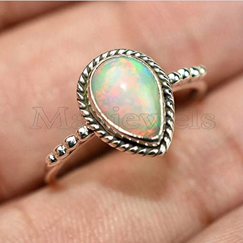 Natural Ethiopian Opal Ring, 925 Sterling Silver, Fire Opal Ring, Handmade Silver Jewelry, Opal Gemstone Ring, Minimalist Rings For Women, Pinky Gold Ring, Midi Ring, White Opal Engagement Ring #TOP4