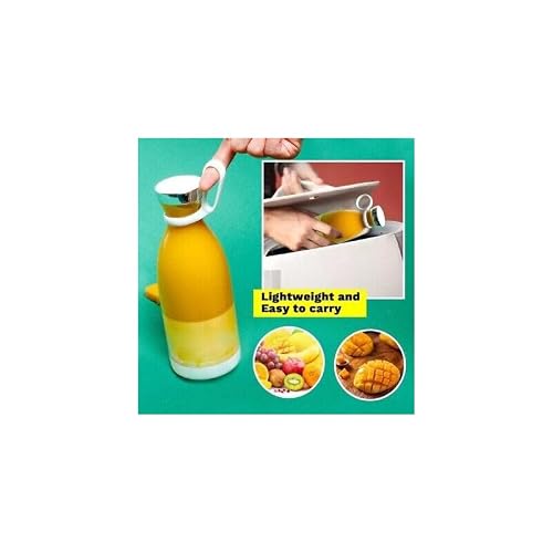 Image of Slender Blender Portable Smoothie Maker, 350ml USB Rechargeable Mini Blender for Shakes & Protein Drinks | BPA Free, 50W Power, Easy Clean, Waterproof, Lightweight Personal Juicer Cup (Yellow)