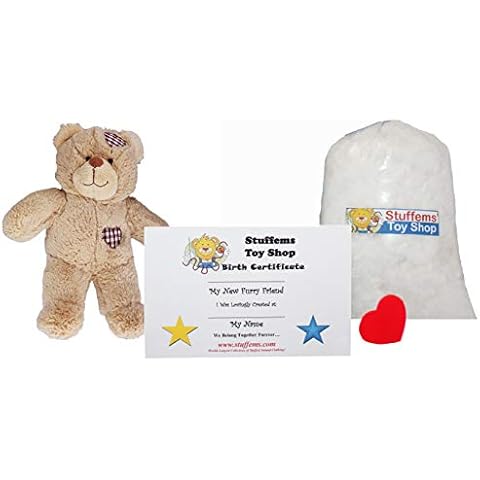 Make Your Own Stuffed Animal Mini 8 Inch Brown Patch Heart Bear Kit - No Sewing Required! Cover