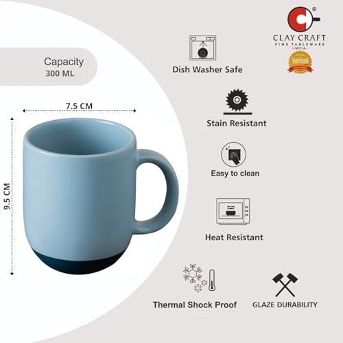 Image of Clay Craft Modern Matte Coffee Mug Set of 2, 300 ml | Fine Ceramic Tea, Coffee & Milk Mugs | Elegant & Durable Drinkware | Microwave & Dishwasher Safe | Minimalist Home, Office & Gift Collection