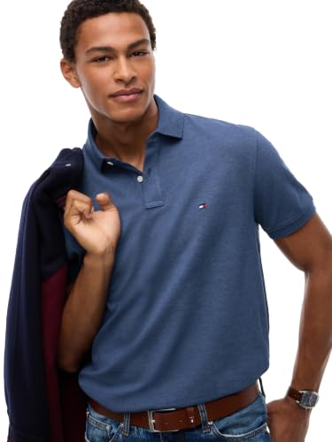 Image of Tommy Hilfiger Men's Short Sleeve Polo Shirts in Classic Fit with Stretch and Organic Pique Cotton