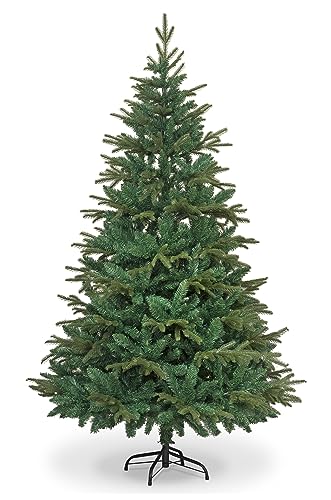 Garden Store Direct Lapland Fir Covered Artificial Christmas Tree Snow Flocked PE PVC Mixed Tips Hinged Branches Bushy Luxury Xmas Home Snowy Decorations 4ft to 10ft (6ft (180cm), Plain Green) option