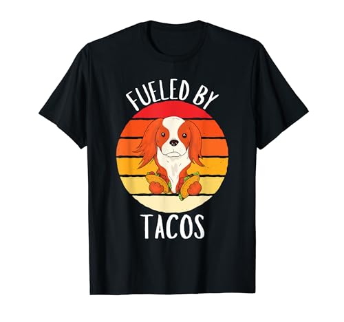 Retro Cavalier King Alimentato Da Tacos Vintage Tacos Food Lover Maglietta