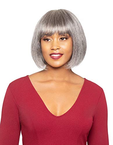 Alicia Beauty Foxy Silver Collections Short Straight Style Wigs, 100% Human Hair Wig, Bring Gorgeous Grey - HH SYLVIA (1)