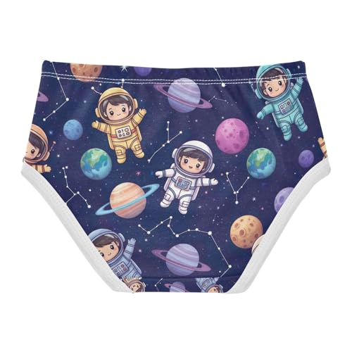 Girls Briefs, Cute Astronauts Space Toddler Girl Briefs, Cotton Underwear Girls, 2T–8 Years2