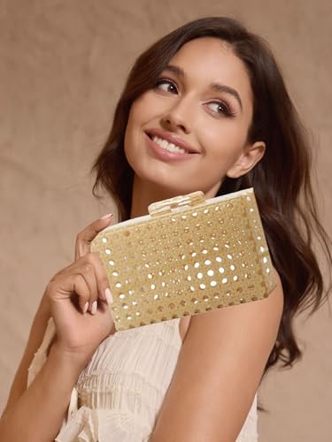 Image of RomanticDesign Women Acrylic Handbag Rattan Woven Pattern Square Box Crossbody Handbag Shoulder Bag Chain Purse