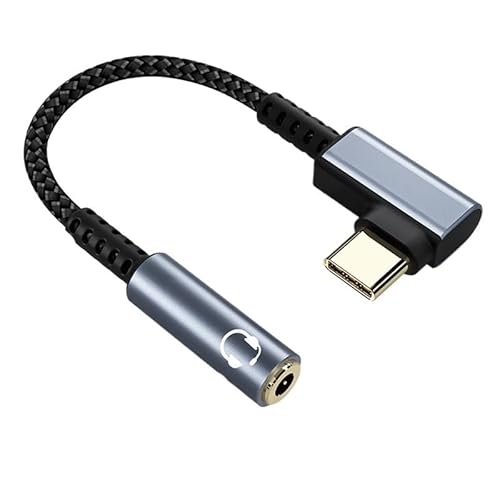 Elbow USB Type C 3.5mmWbNAUXP[u CzA_v^[ USB C - 3.5mmwbhtHI[fBIϊP[u(Angle black)
