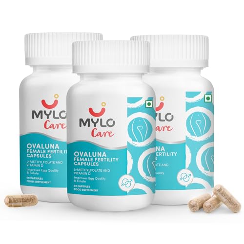 Image of Mylo Ovaluna Female Fertility Supplement Capsules Shatavari and CoQ10 (60 Capsules (Pack of 3))