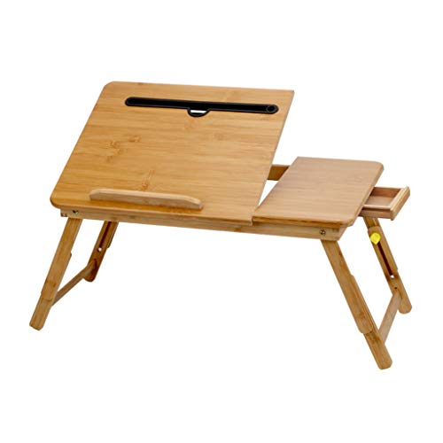 Preisvergleich Produktbild NBgy Side table Massivholz-Haushaltstisch, Laptopständer, Tragbarer Tisch, Laptop-Betttisch, Medizinischer Tisch, Faltbarer Fauler Tisch, Bambus-Holzfarbe, 3 Größen (größe : L)