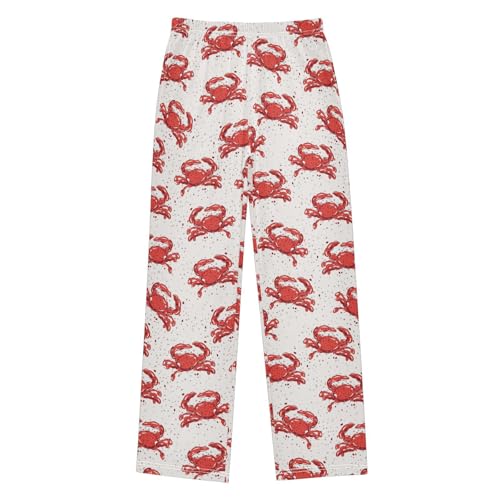 ZZXXB Crab Pattern Boys Long Pants Soft Trousers Elastic Waist Kids Lounge Bottoms with Pockets S-XL