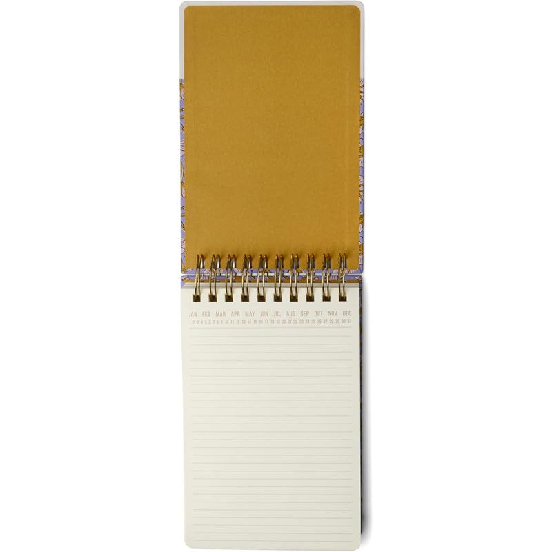 Image of DesignWorks Ink Twin Wire Chunky Notepad - 5.75 inch x 8.5 inch Large To Do List Notepad & Daily Planner with Perpetual Headers - Top Spiral Binding & Hardcover, 192 Lined Sheets - Purple Vintage Floral