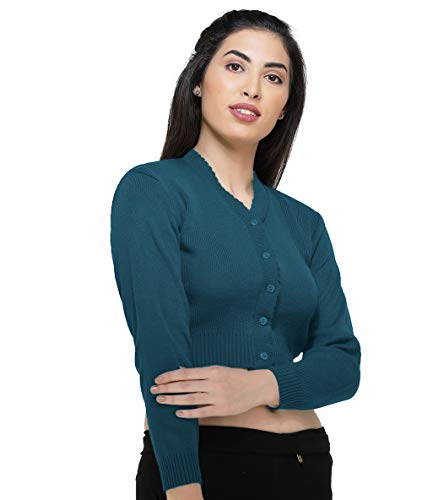 Image of Women Winter Wear V-Neck Full Sleeves Regular Fit Woollen Blouse