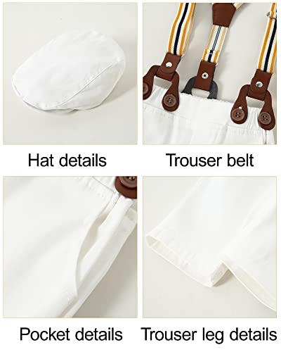 Image of YALLET Baby Boy Clothes Suit Newborn Infant Gentleman Outfits, Formal Dress Shirt+ Bowtie+ Suspender Pants Wedding Party Set