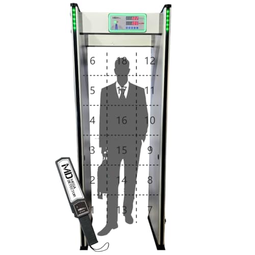 MegaDetector Walk-Through Metal Detector Door Frame 18 Zones Security Metal Detector Concealed Weapon Contraband Security Checkpoint Airport Scanner Metro Train Station Walkthrough