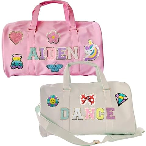 ROSLILY Personalized Dance Bag Girls Yoga Bag Dance Ballet Bag With Name Patch Travel Duffel Bag Women Cheerleader Bag Sport Duffle Bag for Gym Ballet Bridesmaid Cover