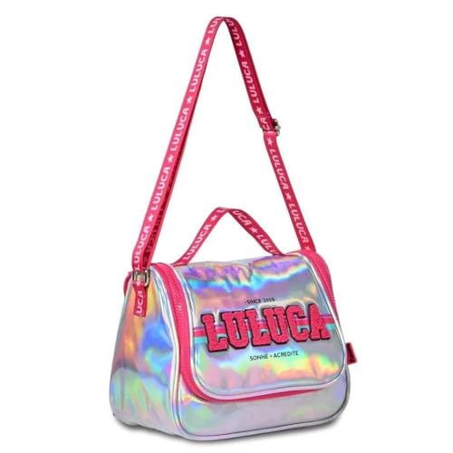 Kit Mochila de Rodinhas Luluca Holográfica Com Lancheira E Estojo