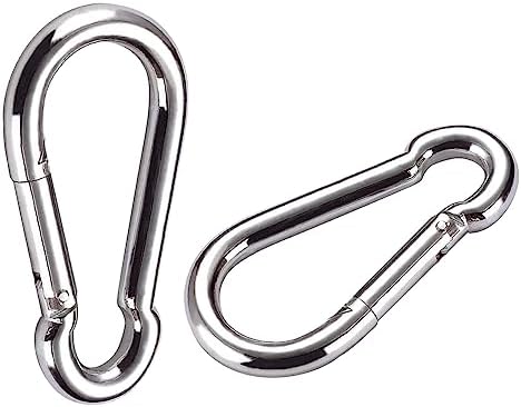 CAIDMOS Carabiner Clips, 2PCS 4 Inch Stainless Steel Carabiner Heavy Duty, Large Spring Snap Caribiner, Locking Climbing Carabiners Clips for Gym, Plant Hanging, Outdoor Camping. 770 lbs.