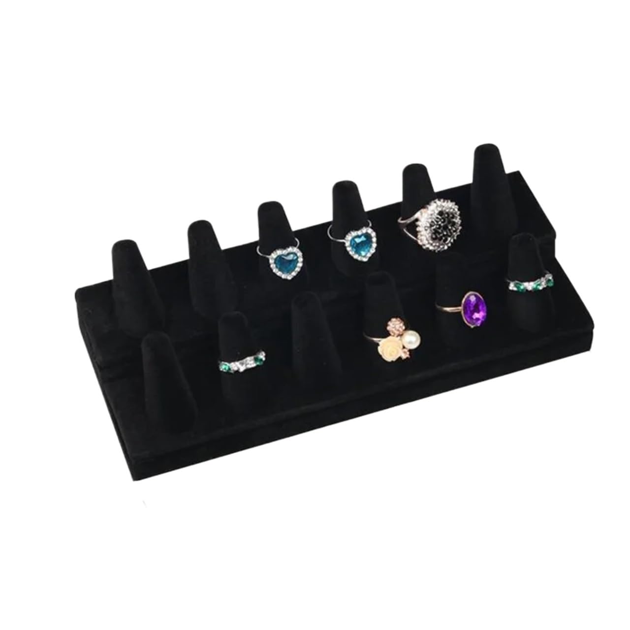 Yangshe Black Velvet Jewelry Ring Finger Display Stand Organizer Storage Trinket Jewelry Ring Stand Showcase