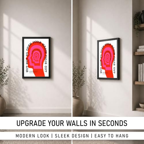 Image of Open Mind Abstract Premium Framed Wall Poster (12x18 Inch) | Pink & Red Mindfulness Wall Art | Modern Inspirational Decor for Bedroom, Living Room, Office, Study & Workspace | Ready-to-Hang Frame