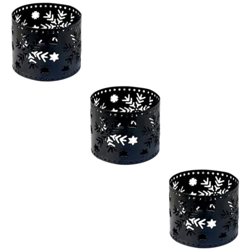NOLITOY 3pcs Iron Hollow Christmas Candle Holders Black Snowflake Decorations Desktop Pen Holder Home Office Decor