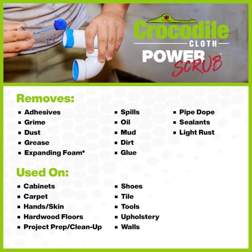 Crocodile Cloth PowerSCRUB Cleaning Wipes – 80 (15" x 10") Dual-Surface Cloths, Heavy-Duty, Moist, Absorbent, & Disposable - Safe on Skin & Multiple Surfaces - Image 5