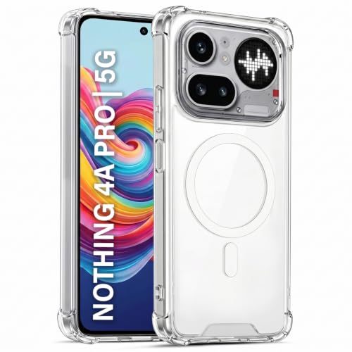 Image of TRUEUPGRADE Back Cover for Nothing Phone 4a Pro 5G Non Mag-Safe Transparent PC + TPU Bumper Case with Magnetic Print Shockproof Protection (Transparent Mag-Safe)