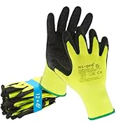 Trevendo Arbeitshandschuhe - neongelbe Montagehandschuhe mit Latex Beschichtung