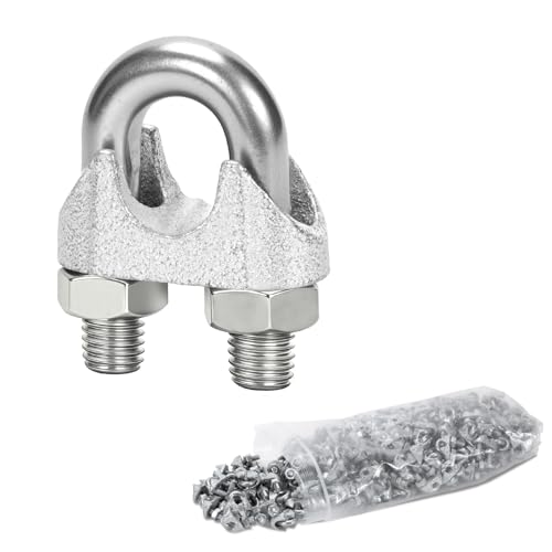 AYMMIC 100 Pcs 1/8 M3 Wire Rope Clip Cable Clamps Galvanized U-Bolt Saddle Fasteners for Fixed Tent Rope Wire Rope Wire Cable Clothes Lines