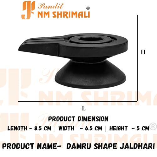 Image of PANDIT NM SHRIMALI Jaldhari for Shivling Natural Stone Damru Shape 4 Inch | Black Jaldhara for Narmadeshwar Shiva Lingam | Jaladhari for Jal Abhishek, Shiv Pooja, Home Puja Temple Handcrafted