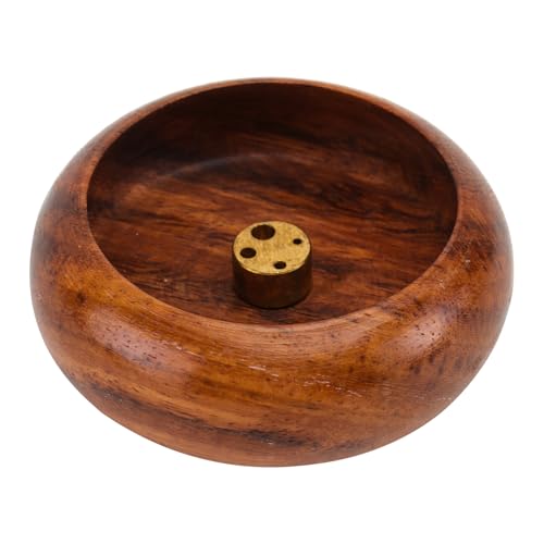 BIUDECO Quemador de Incienso de Madera con Base Forma de Cuenco y Diseño de Calabaza Soporte Magnético Desmontable para Varillas para Hogar Oficina y Meditación
