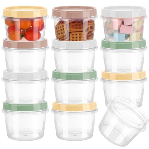 saerryor 12 recipientes de plástico para alimentos con tapas, macetas redondas de 500 ml, reutilizables, cajas de almacenamiento apilables para preparación de alimentos, aptos para lavavajillas