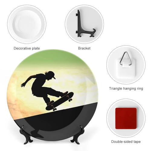 Plato Decorativo Skateboard Bone China Estilo Chino 6 pulg miniatura 3