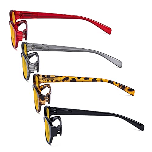 Image of Eyekepper 4 Pack Computer Reading Glasses Women - Spring Hinge Ladies Blue Light Blocking Readers Amber Tinted +2.50