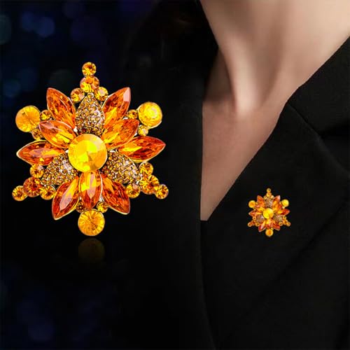 Image of Rhinestone Flower Brooch Pin for Women Red Black Purple Flower Broochs Pin Hat Christmas Brooch Jewelry