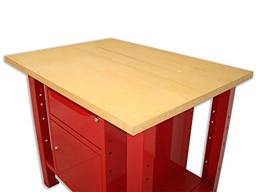 SOGI X3L-09_b Banco da lavoro da 1 mt. tavolo con piano in legno + armadio con cassetto e anta serie industriale