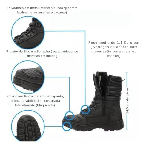 Kit Coturno Militar Tático com Mochila Grande com compartimento para Notebook Bota Motociclista