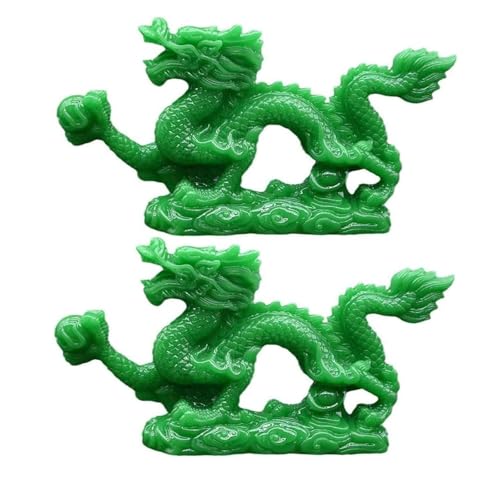 Estatua de Dragón Feng Shui en Resina, Set de 2 Piezas miniatura 1