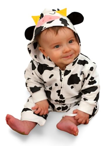 Pelele para bebé de Baby Moo's, diseño de vaca; disfraz de bebé, regalo ideal para niñas o niños multicolor Black, White Talla:6-12 meses