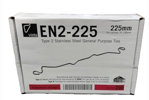 Vista Engineering Silver Vista En2 Type 2 Wall Tie - 225Mm Long - Box Of 250